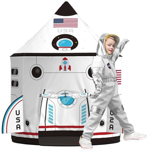 Qtioucp - Astronautenzelt für Kinder, Deluxe-Raumschiff, Spielspielzeug, lustiges Spielzeug für Kinder von 3–6 Jahren, Platz im Freien für drinnen und