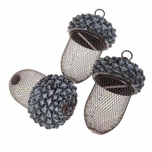 SIDCO Futterstation 3 x Eichel Nussbehälter Vogelfutter Futterstelle Nußspender Futterkorb