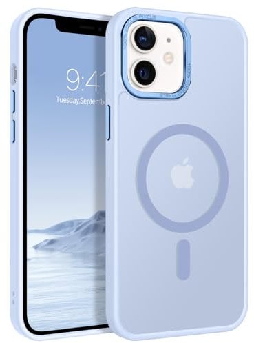 GaoBao Custodia per iPhone 12, iPhone 12 Pro [compatibile con MagSafe] opaco traslucido, resistente agli urti, anti-impronte, custodia protettiva per iPhone 12/iPhone 12, azzurro