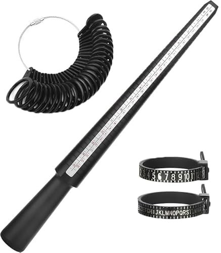 Frogetu Set di Misuratori per Anelli,Misuratore di Anelli Professionale,Calibro Professionale con Scala UK/US/EU per Misurare Diametro e Taglia Dito, Strumento di Misura Anelli in Acciaio