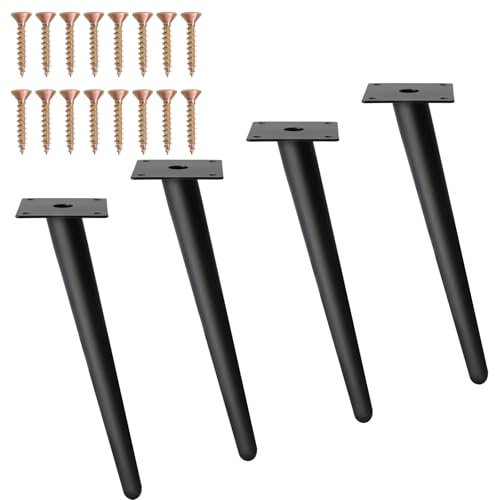 FOGAWA 4PCS Pieds de Meuble de Cône 30cm, Pieds d'Armoire en Métal Pieds de Table Antidérapant pour Meubles Table Chaise Armoire Canapé Bureau Cuisine