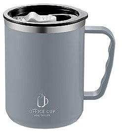 Ceramic Mug 500ml Thermos Mug 304 Stainless Steel Coffee Cup with Handle Leak-Proof Vacuum Insulated Cup Portable Water Bottle Ceramic Mug Set(Gris)
