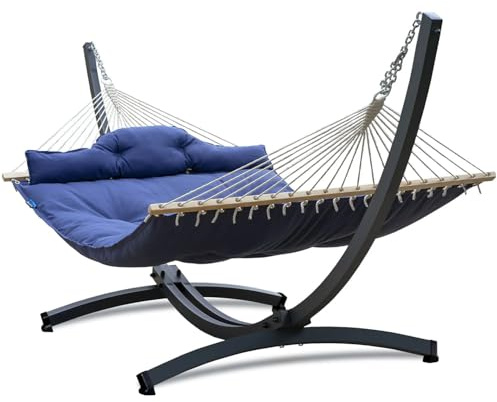 Potenza Outdoor Hängematte mit Gestell für 2 Personen I Atlanta Stabhängematte XXL 210x140 cm 200kg I Tyatn Hängemattengestell 350kg Wetterfest