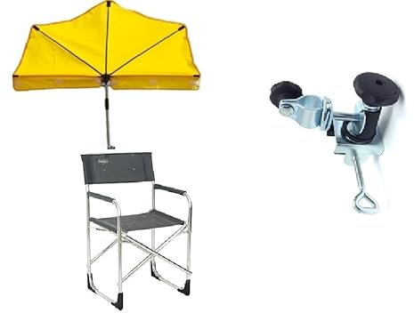 Holly Isabella Regiestuhl Fächerschirm, 360° drehbar, Alu Gestell, Polyester UV-Schutz Bezug GELB