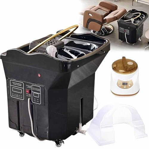 Spa Pour Tête Japonais,équipement Head Spa,Bassin Shampoing à Circulation Eau,Bac Shampoing Thermostatique Portable,Grand Réservoir Eau 60 L,Fumigation,Thérapie Par Lumière,Avec fumigation