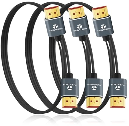 Thsucords Ultradünne 8K 4K HDMI Kabel 0,5M 3 Stück, Schlanke Flexible Weiche Hochgeschwindigkeits HDMI 2.1 Unterstützung 4K@120Hz 8K@60Hz 48Gbps kompatibel mit Roku TV/HDTV/PS5/Blu-ray