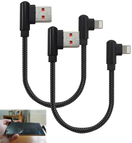 Musiook 2 Pack Short iPhone Charger Cable, 0.3M Light-ning Cable MFi Certified, 90 Degree USB C Cables, USB C Right Angle Cables for iPhone 14 13 12 11 Pro X XS XR 8 Plus 7 6 5