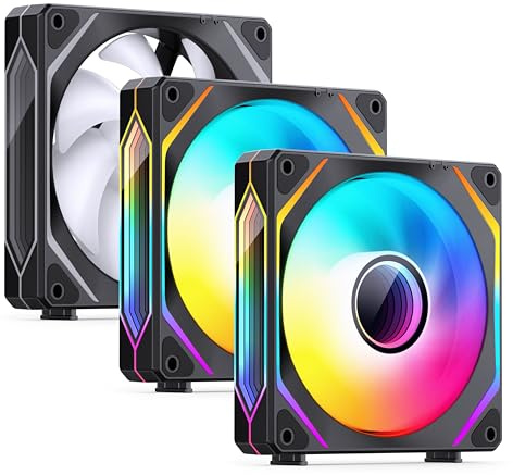 Jonsbo ZL-120B Lot de 3 ventilateurs ARGB 120 mm PWM Noir - Puissant & silencieux avec Daisy Chain