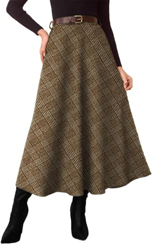 Pink Queen High Waisted A Line Skirts for Womens with Pockets Midi Length