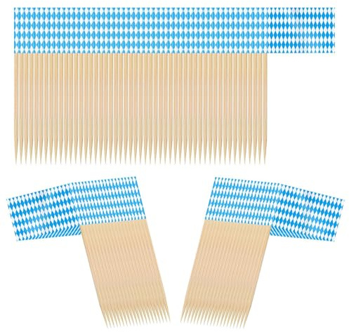 Zahnstocher mit Flagge, Oktoberfest, Bayerische Flagge, Picks, 100 Stück, für Essen, Küche, Dekoration, Hof, Charcuterie, Vorspeisen, Party, Cocktail, Oktoberfest