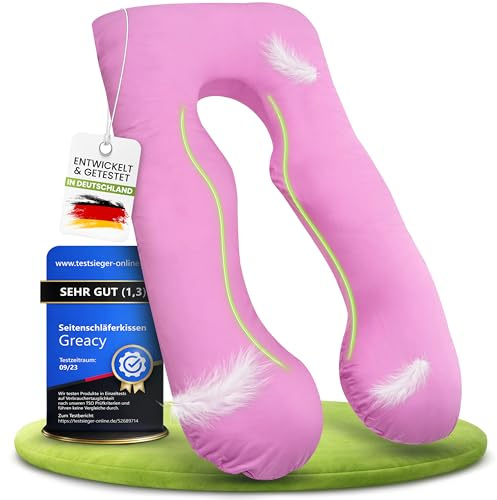Greacy Seitenschläferkissen mit Bezug [waschbar - Flexible Füllung] Stillkissen XXL | Pregnancy Pillow | Kissen Schwangerschaft | Body Pillow | Schlafkissen | Schwangerschaftskissen (Erikaviolett)