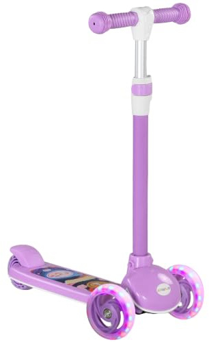 AIYAPLAY Roller Kinder Scooter mit LED Rädern Höhenverstellbar 2-6 Jahre | 120 mm Rollen, Aluminium-Roller, Klappbarer Kinderroller, Tretroller, Kickscooter, Dreiradscooter
