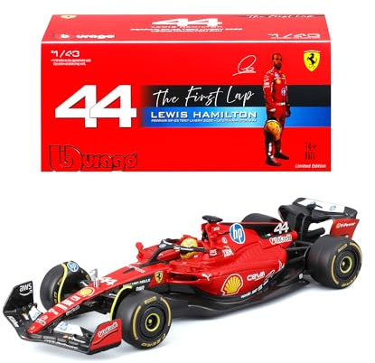 Bburago – Ferrari SF-23 Test Fiorano Lewis Hamilton, Diecast-Modellauto 1:43, erste Test-Replik 2025, Nummer 44, inklusive Vitrine, Ferrari-Lizenz, empfohlenes Alter 14+ Jahre
