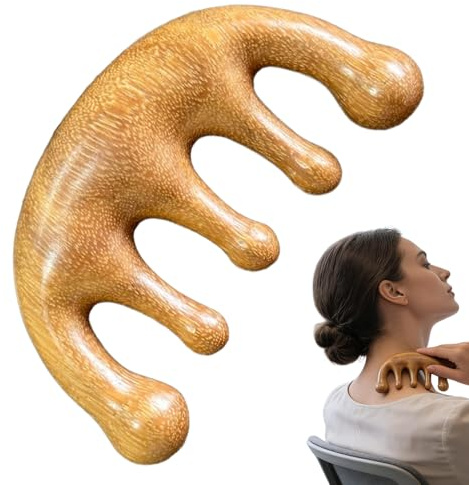 Holz Kopfhaut Massagegerät Weitzahnkamm | Kopfmassage Hilfsmittel Für Frauen Männer Entspannung Haarpflege Styling Natürliche Haarbürste Körperpflege