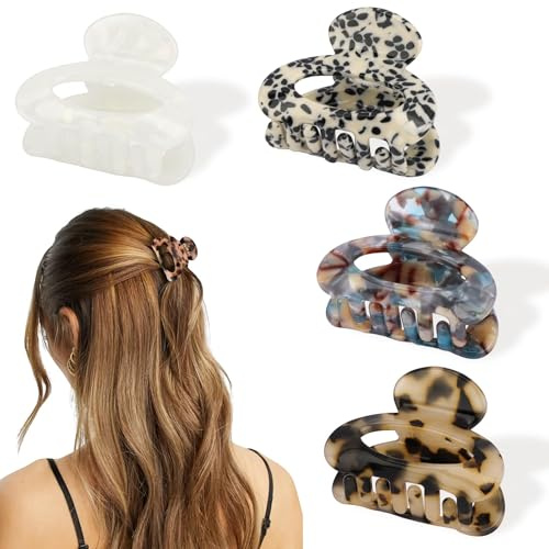 Cosblisvia Haarklammer 4 Stück 4,5 cm Kleine Haarspangen Damen rutschfest Haarschmuck für Frauen Mädchen Dünnes Haar Starker Halt für Büro Bad Styling (Schildpatt)