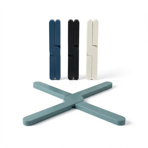 LUCTHY 4-Pack Silicone Folding Trivets, Heat Resistant Mats for Hot Pans | Folding silicone trivets for hot pans, pots and dishes. Non-slip trivets for kitchen worktops and tables