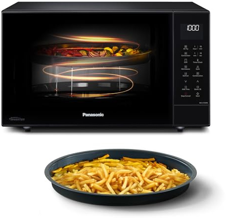Panasonic NN-CT56RBEPG 27L 4-in-1 Kombimikrowelle mit Airfryer, 1000W Inverter, 19 Automatikprogramme, Konvektion Grill, platzsparendes schlankes Design, Schwarz