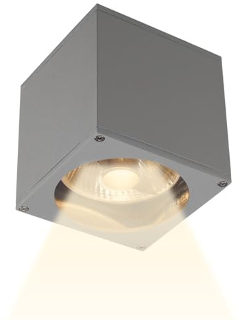 SLV BIG THEO | Beleuchtung von Garten, Terrasse, Fassade, Hauswand, Eingangsbereich, Aussen-Leuchte, Außen-Strahler, LED Strahler | IP44, eckig, silbergrau, GU10, Grau