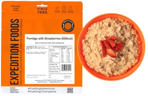 EXPEDITION FOODS Porridge with Strawberries (High Energy Serving / 800KCAL) | Freeze-Dried Camping & Hiking Food
