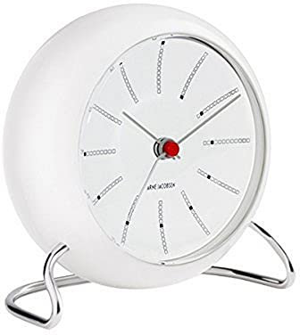 Arne Jacobsen Tischuhr Ø11 cm Bankers Originaldesign Kreative Details, weiss, Weiß