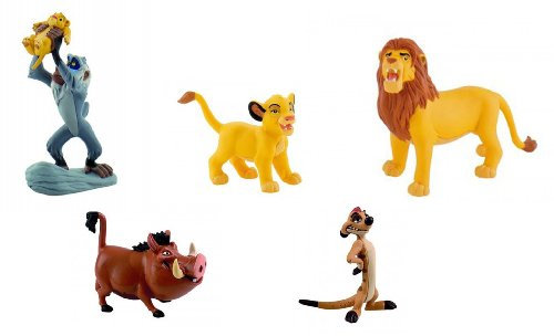 Bullyland Set Re Leone con 5 personaggi, Rafiki, Simba, Piccolo Simba, Pumbaa e Timon. Originali dal Film, senza PVC, Gioco Immaginativo, Collezionabile, Dipinta a Mano, anche per Cake Design
