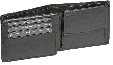 LEAS Scheintasche extra dünn mit Klappe Echt-Leder im Querformat, schwarz Standard-Collection