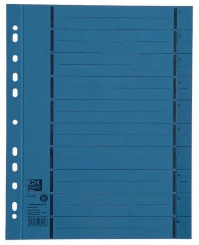 Oxford Trennblätter A4 aus Karton mit Perforation, blau, 100 Stück