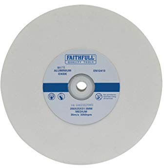 Faithfull FAIGW20025WG Meule d'établi Alox Blanc 200 mm x 25 mm