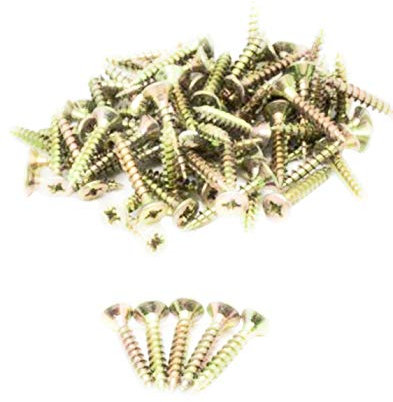 Pozi 100-pack Wood Screws, 4.0 x 25mm, Zinc Plated, Flat Head, For Softwood and Chipboard