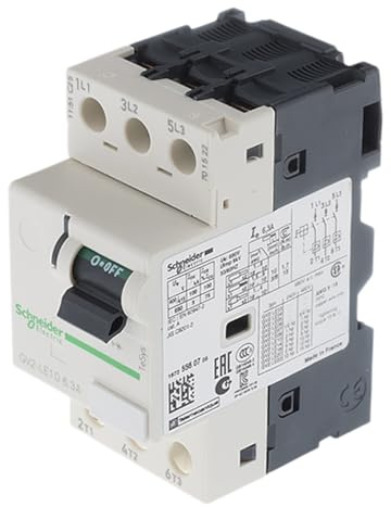 Schneider Electric Motor circuit breaker, TeSys GV2, 3P, 6.3 A, magnetic, toggle control, screw clamp terminals