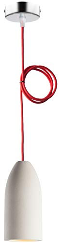 Buchenbusch urban design Deckenlampe Esszimmer light edition 7,5 x 16 cm, Pendelleuchte 1 flammig mit Textilkabel Rot