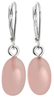 Sterling Silver & Rose Quartz Stone Leverback Earrings