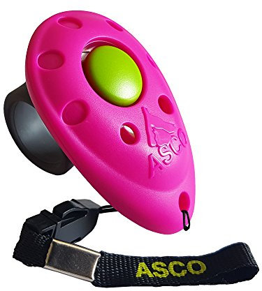 ASCO Finger Clicker, Premium Clicker für Clickertraining, Hunde Katzen Pferde Profi-Clicker, Hundetraining Klicker, pink, ASCO-08F
