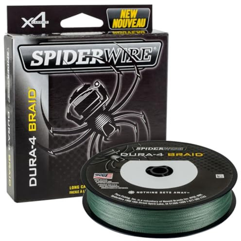 SpiderWire Dura 4, Fishing Line, Superline, , Predator Fishing, Pike, Perch, Zander, Trout, Unisex, Moss Green, 0.1mm | 9.1kg | 20lb | 150yd