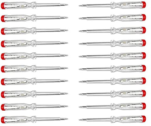 PerfectHD Stromprüfer - Schraubenzieher - Made in Germany - Spannungsprüfer - 60 mm Schaft - 3 mm Klinge - 120 bis 250 V - 20er-Set - 5 Varianten
