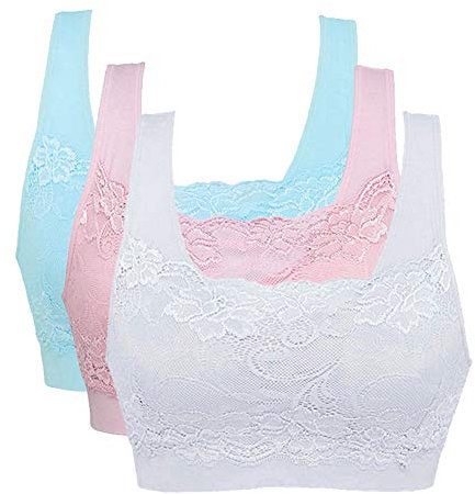 Litthing Women Sports Bra Seamless Comfortable Soft Breathable Ladies Lace Bras Removable Padded Tops Push up Underwear Packs for Yoga Fitness Exercise