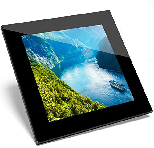 1 X Norwegian View Mountain Fjord Glass Coaster - Kitchen Student #16951