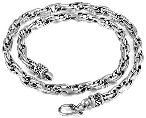 KnBoB Men Rope Necklace Chain 6mm Chain Necklace 925 Sterling Silver 22