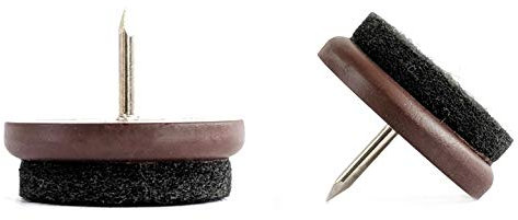 Möbelgleiter - Nagel in Stuhl Filz Sofa Fußpolster (Braun, 32mm, 32 Stück, Freies 2mm Bohrstück)- (Die Abmessungen Finden Sie im zweiten Bild) Hochwertige Möbelgleiter - Made in Germany