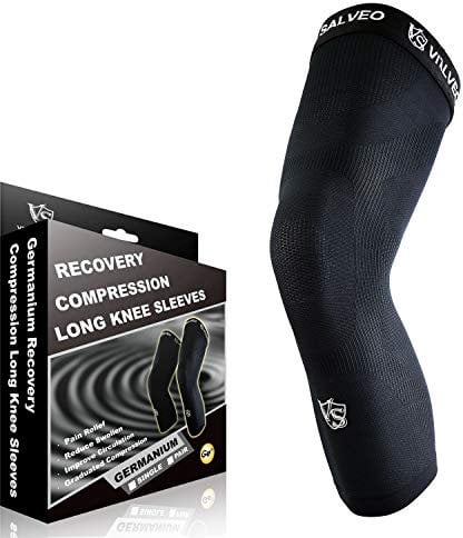 Vital Salveo-Sports and Outdoor Compression Long Knee Sleeve Support- Germanium Recovery Running, Basketball (1 PC)-Small