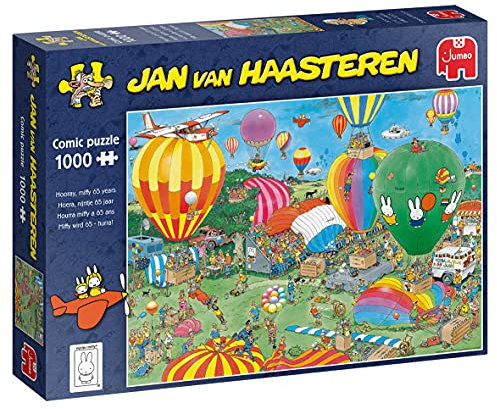 Jumbo 20024 Jan Van Haasteren-Hurra, Miffy 65 Year Anniversary 1000 Pieces Accessories, Multi-Colour