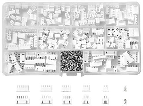 Litorange 500PCS 2.54mm 2/3/4/5/6 Pin Housing JST Adapter Cable Connector Socket Male and Female JST-XH JST Connector Kit with Female Pin Connector White Kit