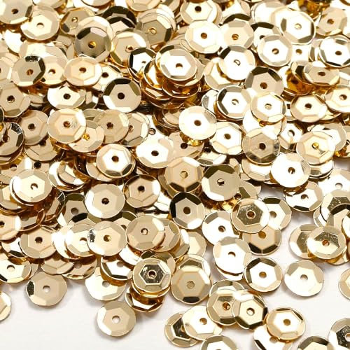 Angel Malone ® 15g (±) 1200 pcs. 6-7mm in Diameter Premium Quality Cup Sequins DIY Arts Crafts Making - UK Seller (Champagne Gold)