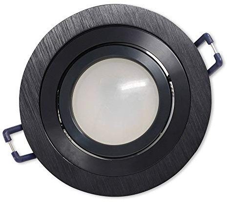 LED Einbaustrahler Schwarz - rund 5W warmweiß 12V flach - MR16 Einbauleuchte schwenkbar - 75-85mm Bohrloch Einbau-Spot Decken-Strahler Deckeneinbaustrahler Deckeneinbauleuchte