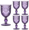 Purple Wine Goblet Set Embossed 300ml Wine Glasses Dishwasher Safe