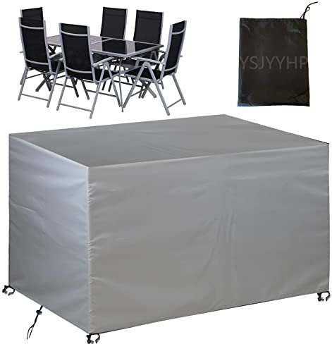 YSJYYHP Abdeckplane Gartenmöbel,200x140x90cm Schutzhülle Gartentischabdeckung Möbelsets,420D Oxford Gewebe Abdeckhaube,für Garten Möbel Gartentisch-Silver
