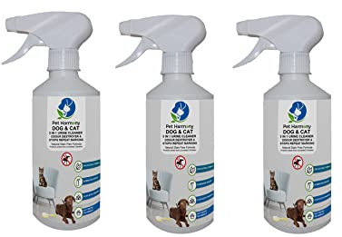 Pet Harmony 3in1 Natural Urine Odour Cleaner Spray Enzymes Stop Repeat Marking Urine Stopper Repellent for puppies dogs cats 3×500ml