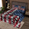 Bettwäsche-Set mit amerikanischer Flagge,220 × 240 cm, Tagesdecke mit Retro-Rot und Blau, USA-Flagge, mit 2 Kissenbezügen, modernes Steppdecken-Set mit Bauernhaus-Ziegelmauer, ultraweiches Polyester
