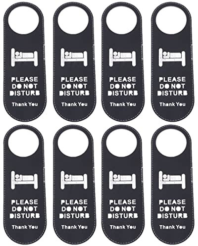 NUOBESTY 8 Pezzi Non Disturbare Cartello, Cartello in Pelle PU Segni del Gancio della Porta Do Not Disturb Hotel, Cartelli per Appendere a Doppia Faccia per Hotel, Ufficio, Bagno, Sala Conferenze