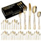 XIAOYU Set di posate da 40 pezzi, set di posate in acciaio inossidabile, servizio per 8, design unico, include coltelli da tavola/forchette/cucchiai, set di posate lucidate a specchio, oro